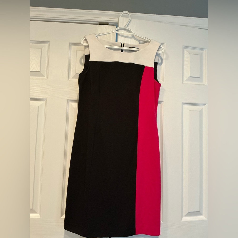 Colorblock Sleeveless Dress - Black, White, and Pink
